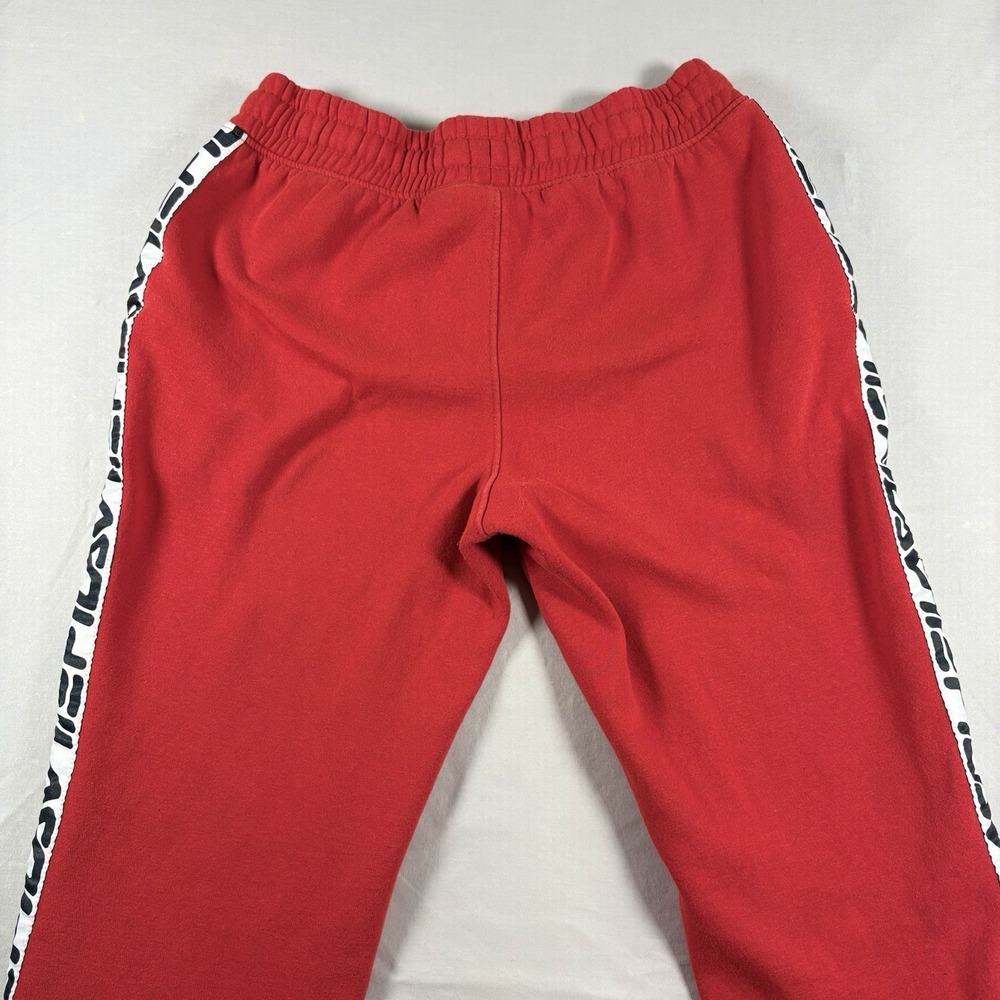 FILA Logo Tape Jogger Sweatpants Mens M Red Fleece Lined Athletic Side Stripe - Picture 7 of 12